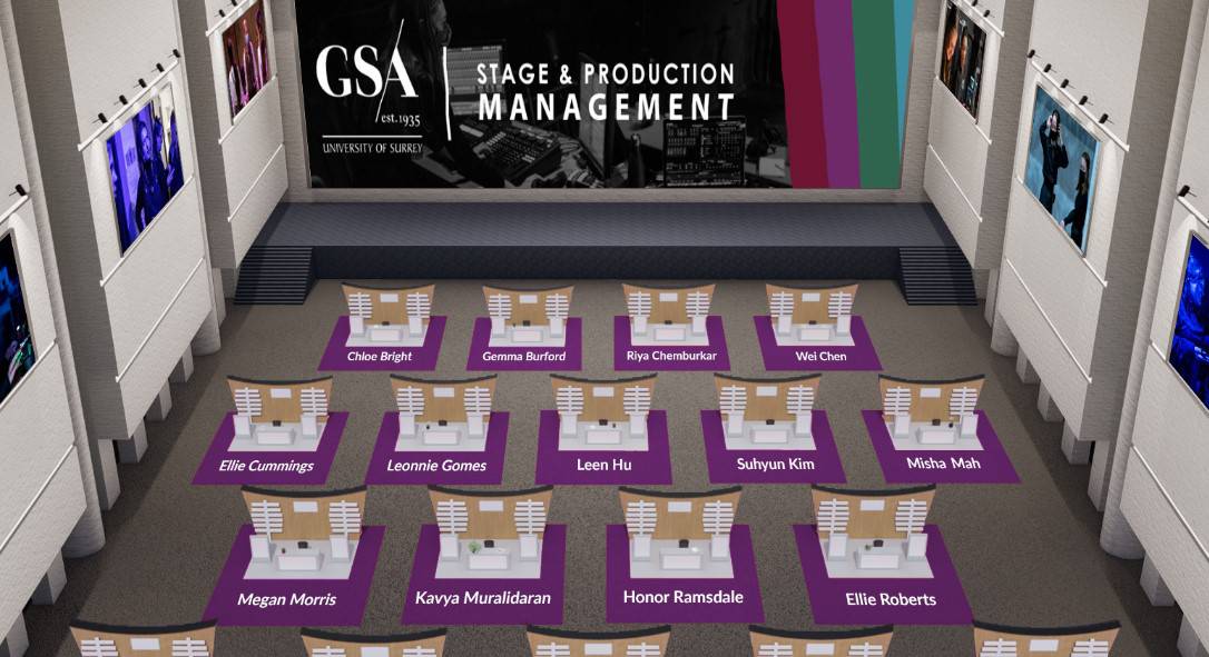 Exhibit booths at GSA Production Graduate Showcase