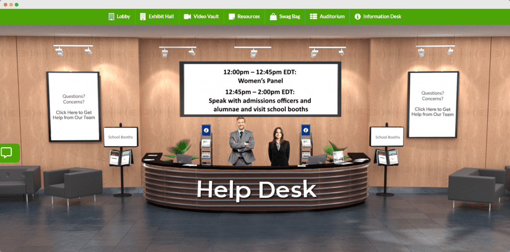 Live help desk virtual college fair