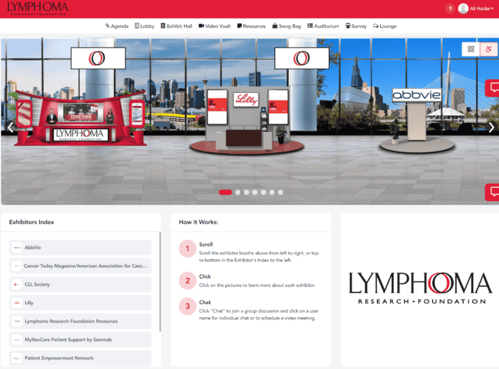 Virtual auditorium for Lymphoma Workshops by vFairs, all in one event management platform