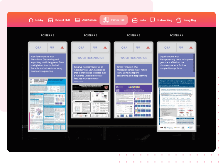 Poster wall at a virtual event