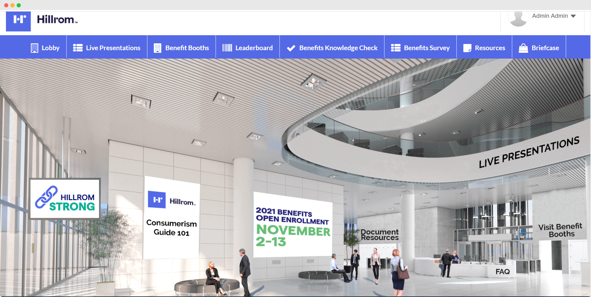 Hillrom virtual benefits fair lobby